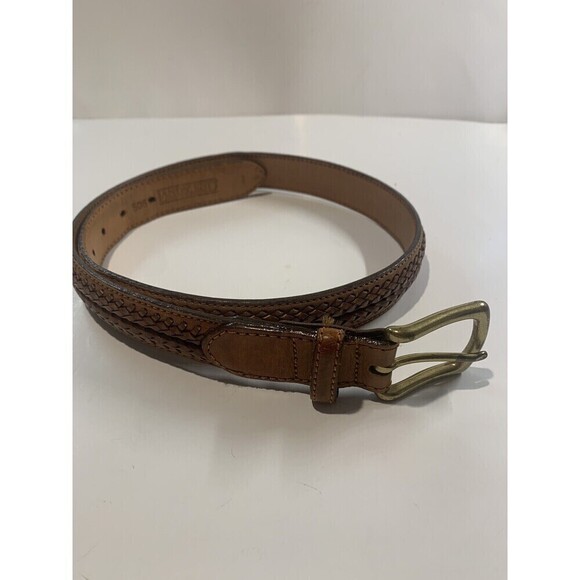 Lands End Braided Leather Belt Mens Weaved Adjustable Brown 32 (BB7) - Picture 1 of 10